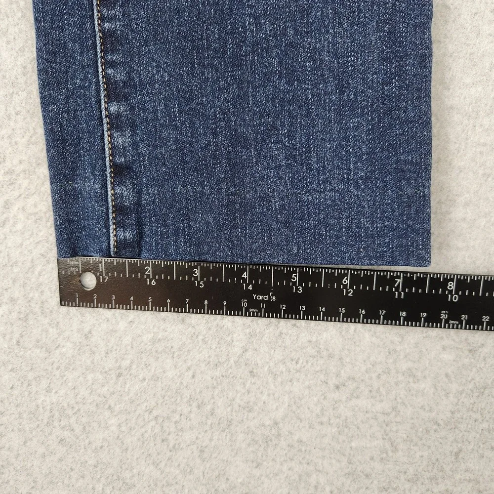 Express Jeans Womens 8 Dark Blue Straight Leg Mid Rise Stretch Altered Hem 26x28